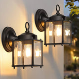 2-Pack Outdoor Wall Lanterns – Black Exterior Waterproof Wall Sconce Light Fixtures with Clear Beveled Glass