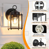 2-Pack Outdoor Wall Lanterns – Black Exterior Waterproof Wall Sconce Light Fixtures with Clear Beveled Glass