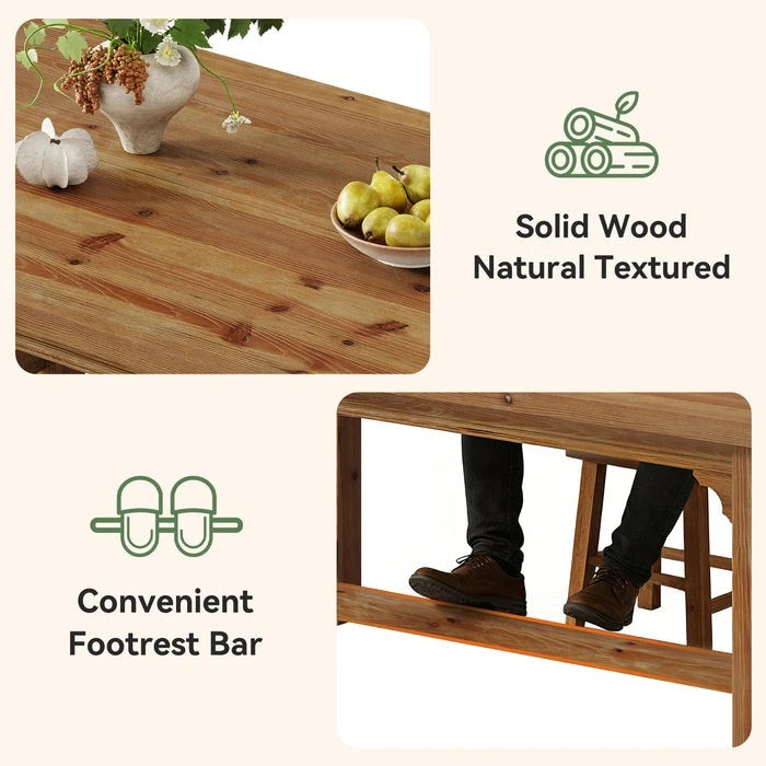 63-Inch Solid Wood Dining Room Table – Farmhouse Rectangular Kitchen Table for 4–6 People
