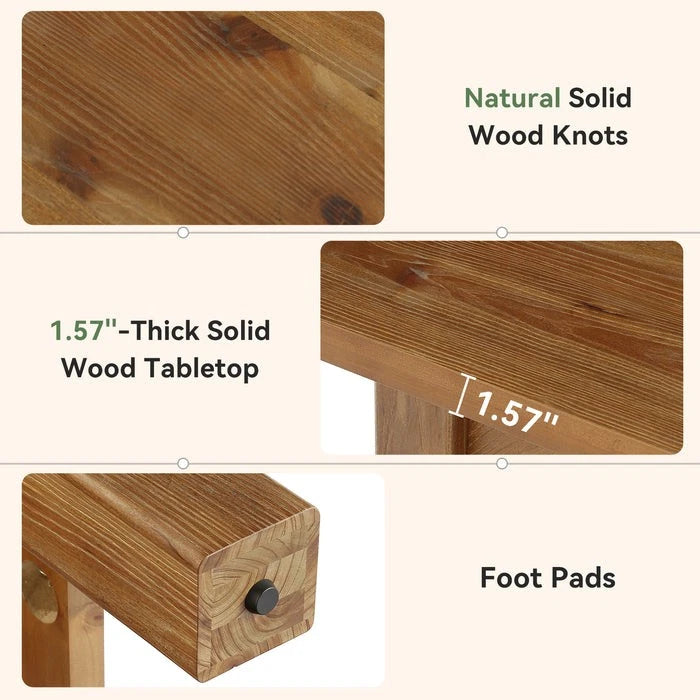 63-Inch Solid Wood Dining Room Table – Farmhouse Rectangular Kitchen Table for 4–6 People