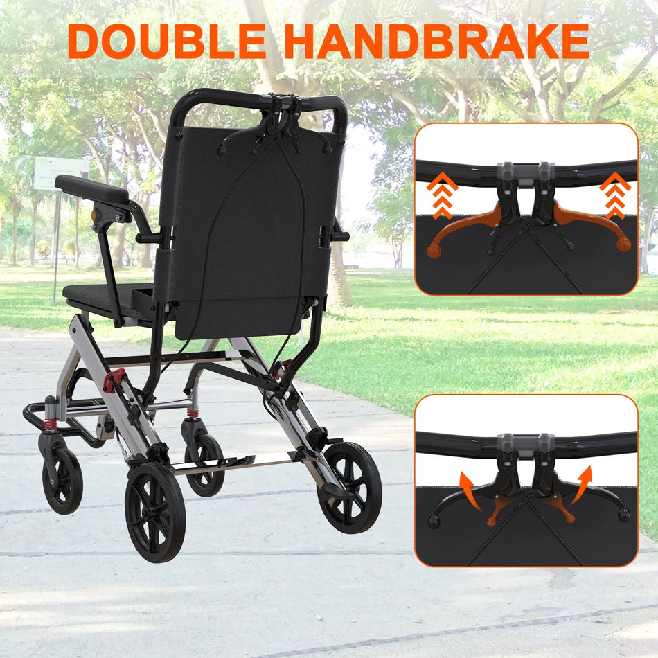 LiteRide — Foldable Transport Wheelchair with Aviation Aluminum Frame